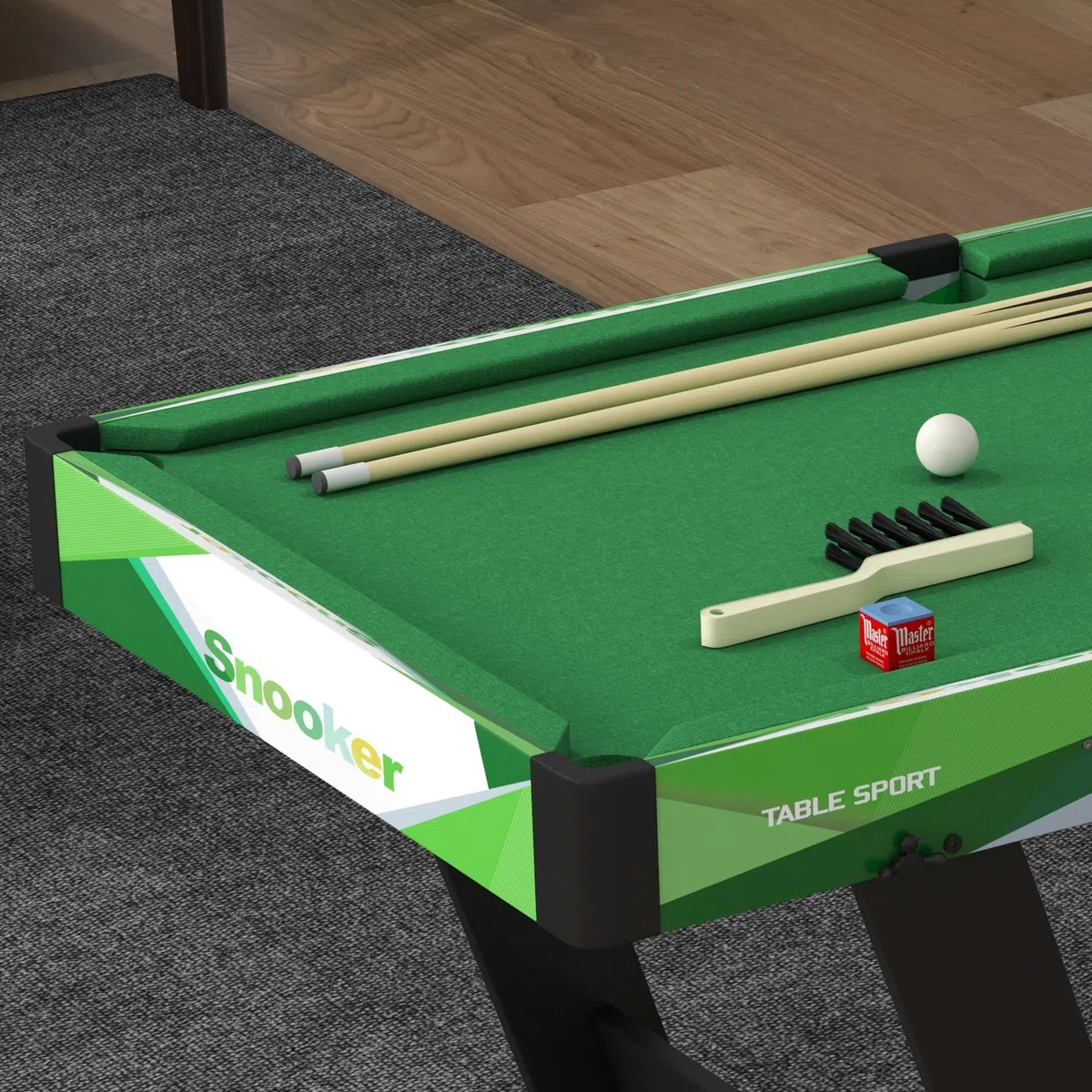 SPORTNOW Tavolo da Biliardo Pieghevole con Accessori, Stecche da Biliardo, Palle, Triangolo e Spazzola, Tavolo Biliardo Professionale per Adulti, 104x55.5x68 cm