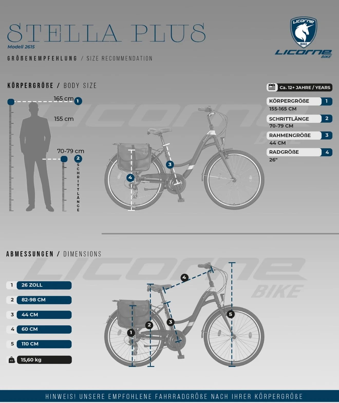 Licorne Bike Stella Plus Premium City Bike in alluminio da 26 e 28 pollici, per ragazze, ragazzi, uomini e donne, cambio a 21 marce, bicicletta olandese StVZO