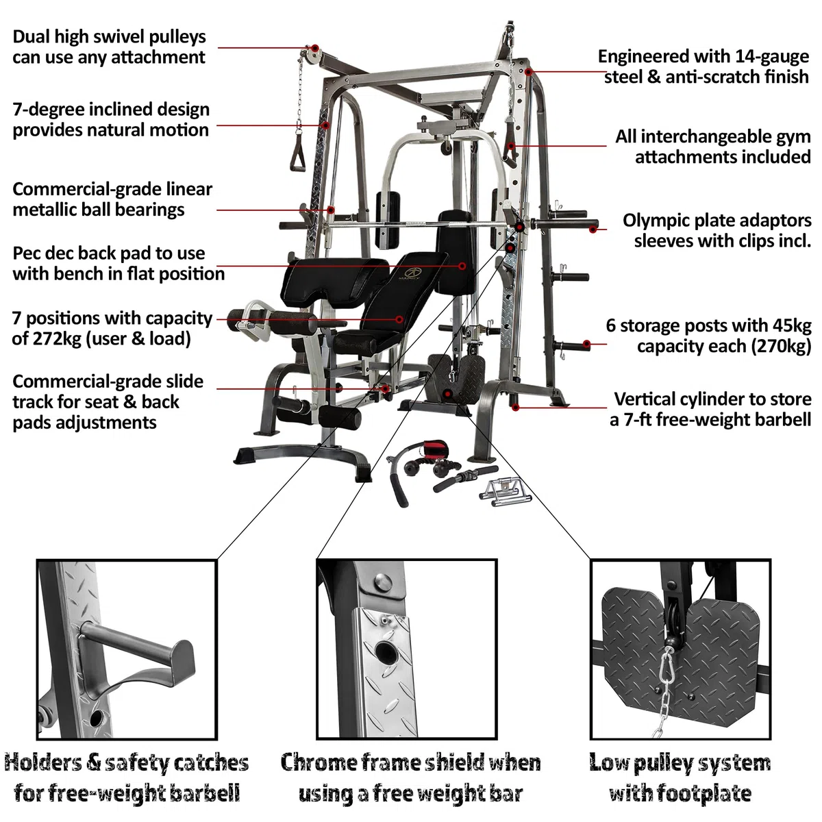 Marcy - Smith Machine MD-9010G, Panca Ginnica con Sollevamento Pesi ad Uso Domestico