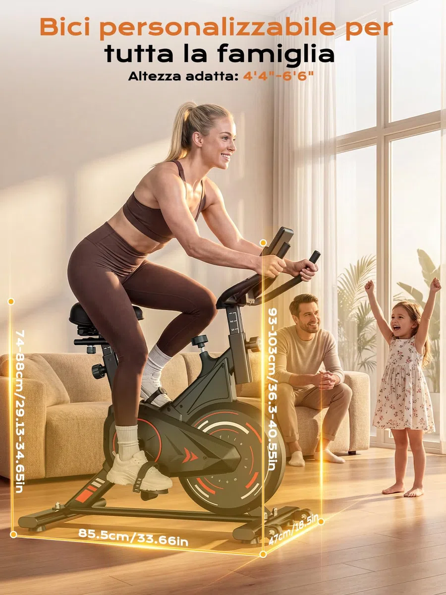 Dskeuzeew Cyclette da Casa con App, cyclette da camera con Resistenza Magnetica 0-100%, Basso Rumore, Supporto per Tablet e Rilevamento della Frequenza Cardiaca, Supporta fino a 160 kg