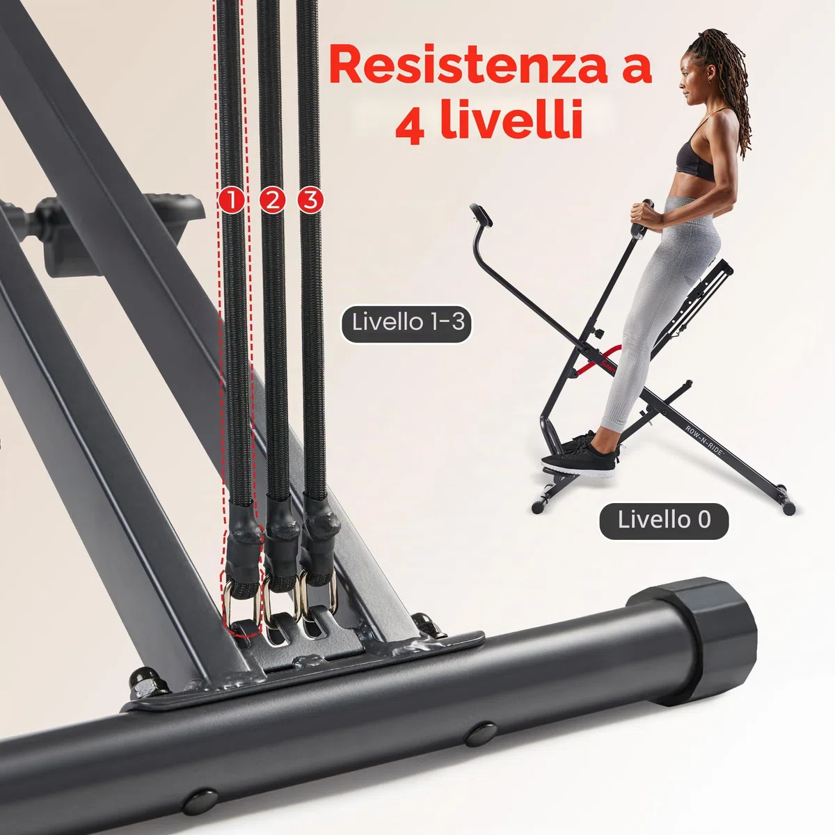 Sunny Health & Fitness Smart Upright Row-N-Ride con resistenza regolabile, attrezzatura pieghevole per esercizi domestici per braccia