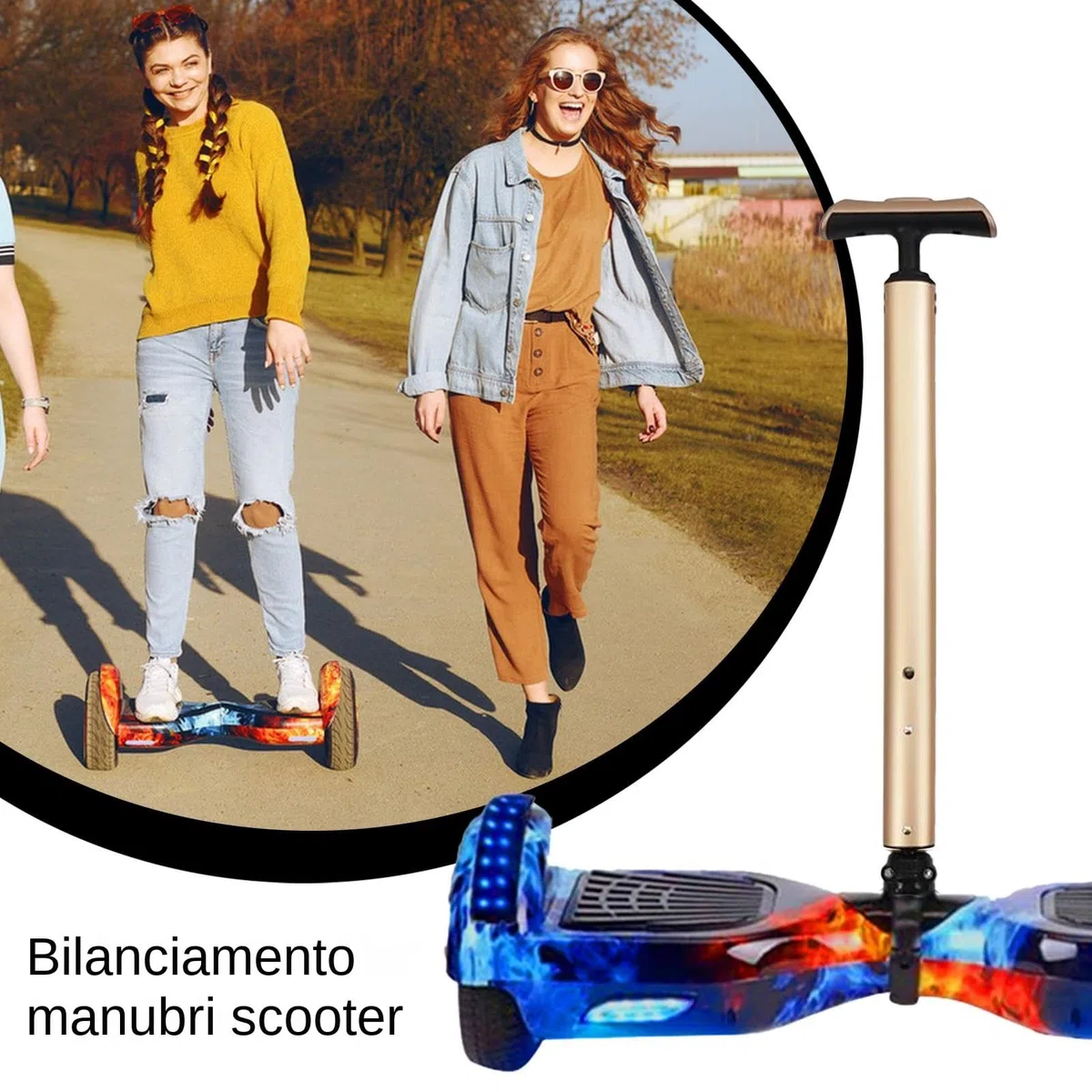 Manubrio per Hoverboard | Barra Stabilizzatrice in Lega di Alluminio - Accessori di Sicurezza Telescopici per Monopattini a Due Ruote con di Sostituzione