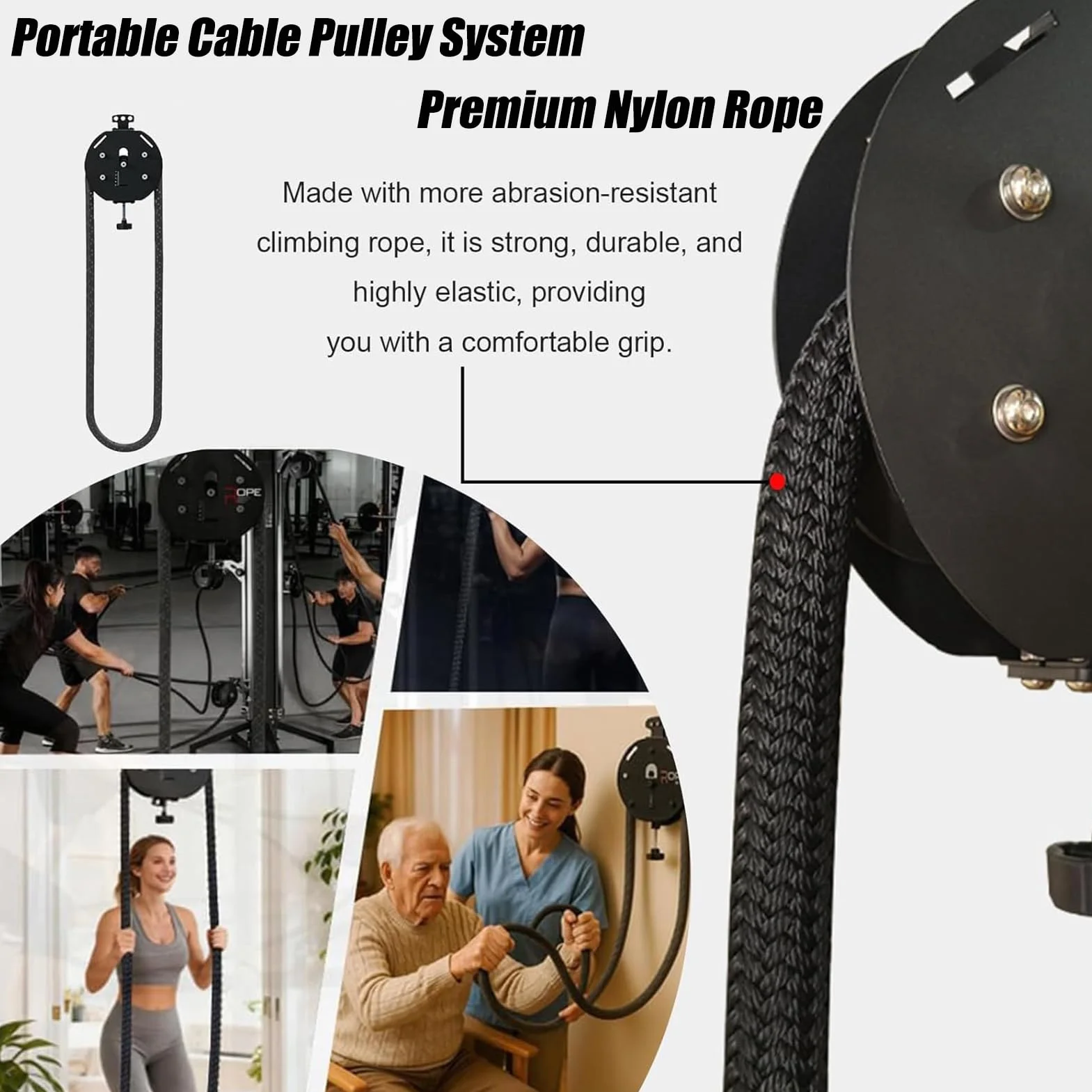 Endless Rope, Allenatore con Corda Infinita, Portable Cable Pulley System, Attrezzo per L'Allenamento di Tutto Il Corpo, Corda in Nylon Premium A Circuito Chiuso Corda, per Uso Domestico