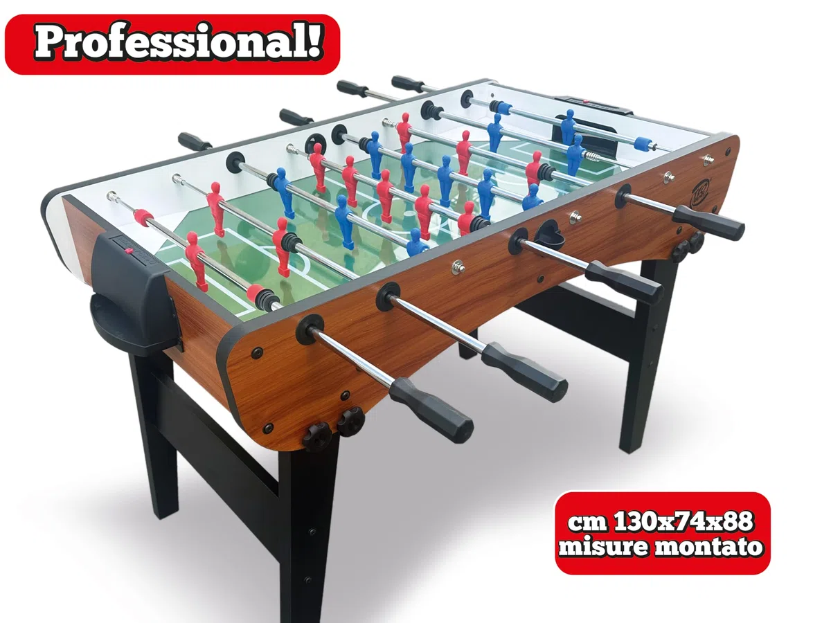 Teorema Giocattoli, Calcio Balilla Professionale da Casa 130x74x88 cm – Biliardino per Adulti, Tavolo da Calcetto da Interno, Finitura Effetto Legno