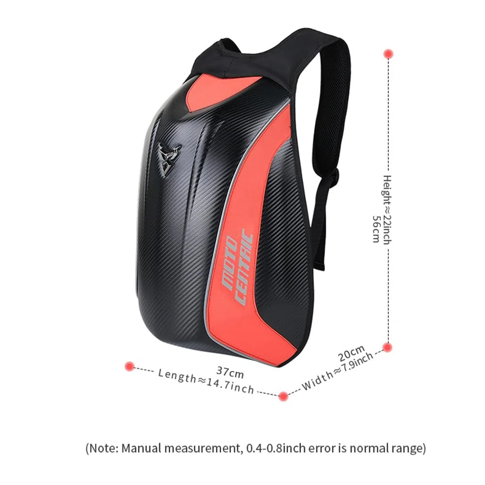 Zaino da motociclista impermeabile in fibra di carbonio zaino rigido riflettente moto viaggio valigia