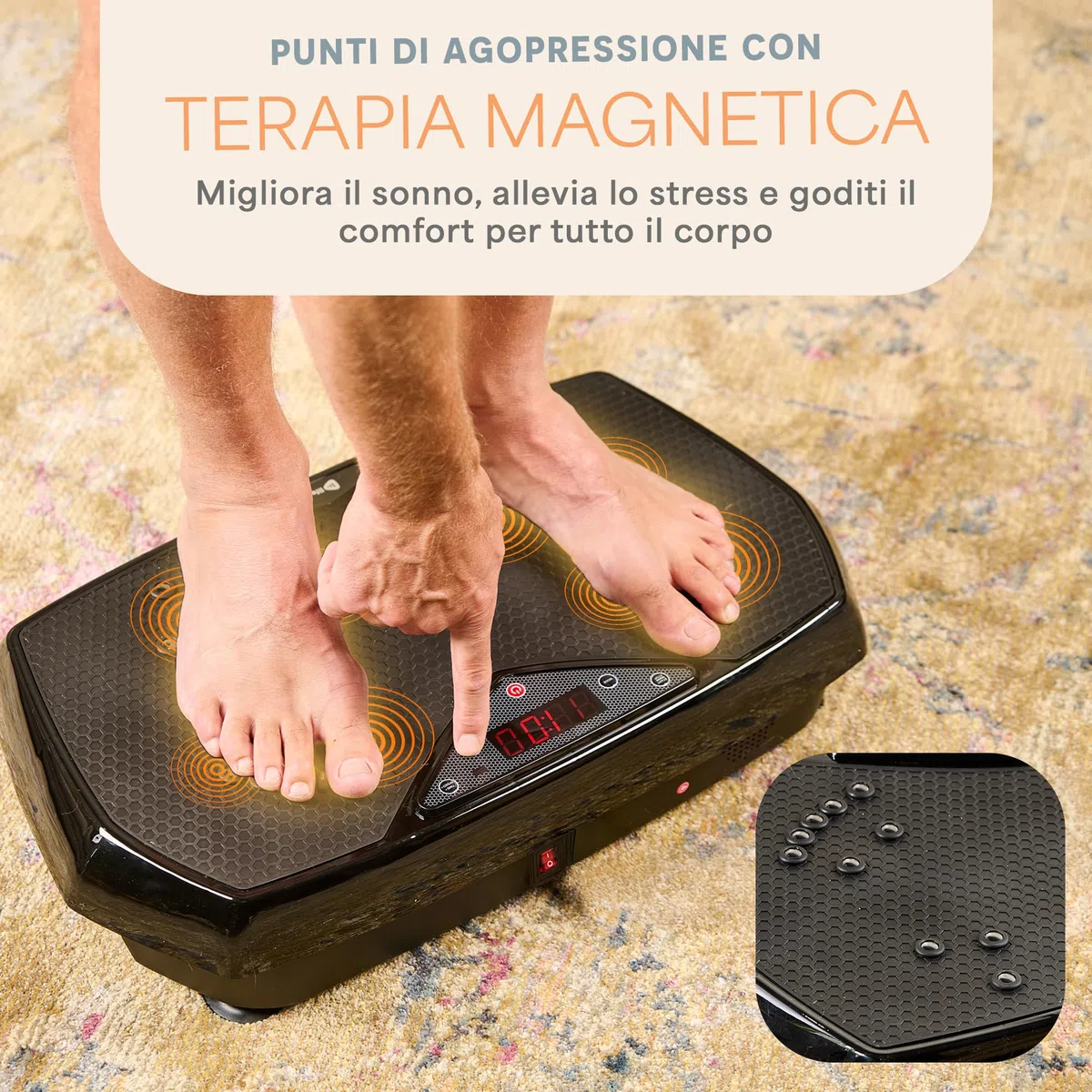 LifePro Pedana vibrante – Hexaplate per drenaggio linfatico e perdita di peso – con display a LED, telecomando, capacità di carico di 150 kg, 120 livelli di velocità e motore silenzioso da 150 W