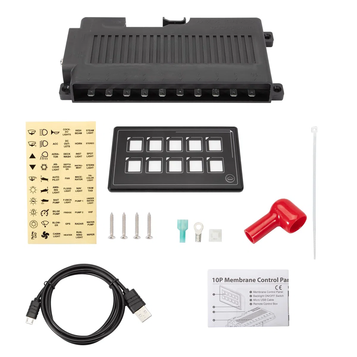 Toutch Pannello di controllo a membrana 10P con Bluetooth, cablaggio touch integrato PPTC pannello di interruttore per camper barche