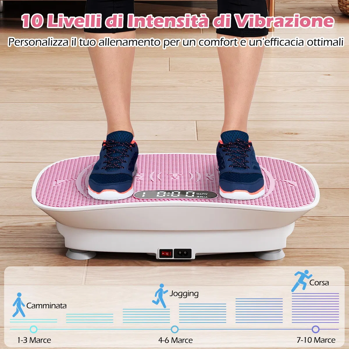 COSTWAY Pedana Vibrante Dimagrante, Piastra Vibrante con 10 Livelli di Vibrazione e Timer, Schermo, Telecomando, Superficie Antiscivolo e 4 Ventose, Allenamento Modellamento Muscolare