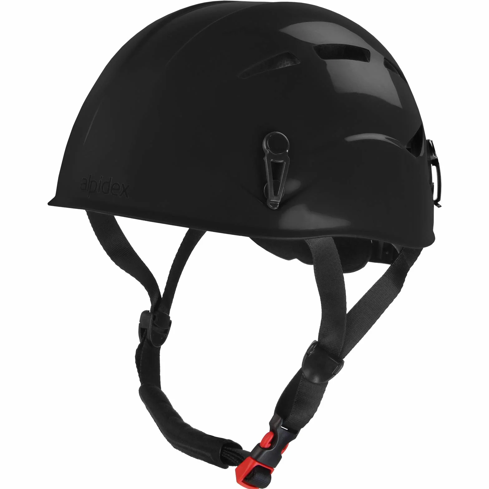 ALPIDEX Casco universale per arrampicata + ALPIDEX Imbracatura + Stubai Set da Via Ferrata BASIC 3.0 - Casco: black, Imbracatura: red