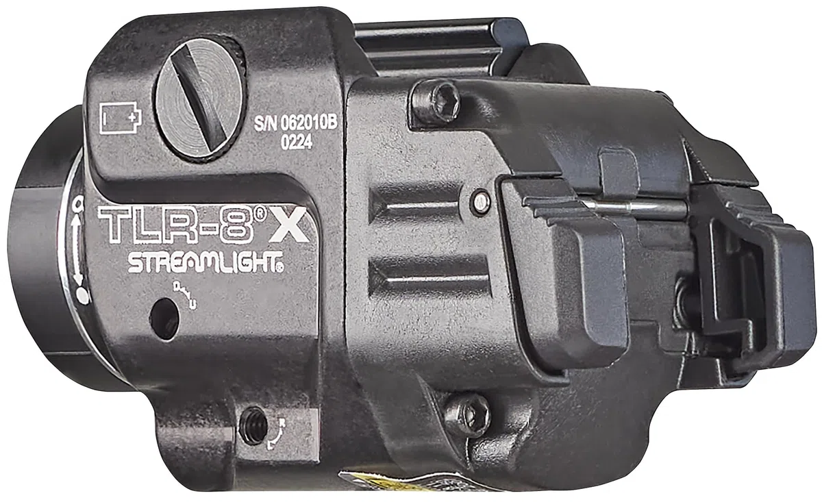 Streamlight 69414 TLR-8 x 500 lumen arma tattica con laser rosso integrato per pistole selezionate, incluse opzioni di interruttore posteriore, kit di montaggio e chiave, nero