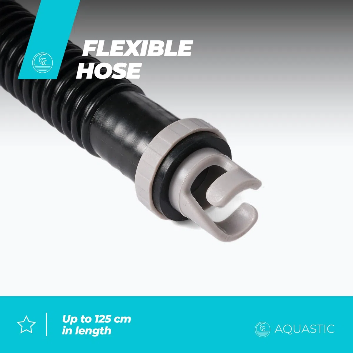 AQUASTIC Pompa a mano per kayak con manometro integrato Pressione 14,5 PSI / 1 bar Due Vani con capacità 3 litri Tubo lungo 125 cm Nero AQS-KPU001