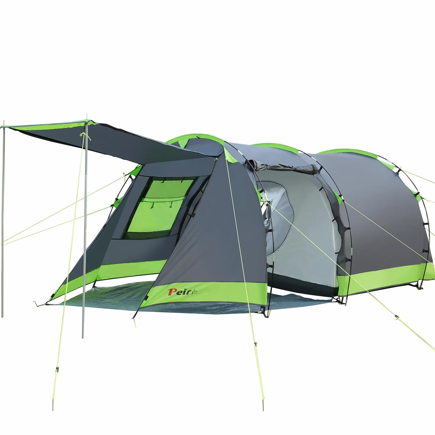Tenda a tunnel per 4 persone, tenda Tipi, grande da campeggio con cabina letto, tenda familiare impermeabile, 3000 mm, tenda a 3 ingressi, tenda glamping con fondo rimovibile