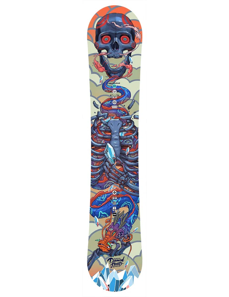 Airtracks Snowboard Set Tavola Diamond Heart Carbon Wide Hybrid Rocker Uomo + Attacchi Master + Scarponi + Sacca Nuovi 150 155 160 cm