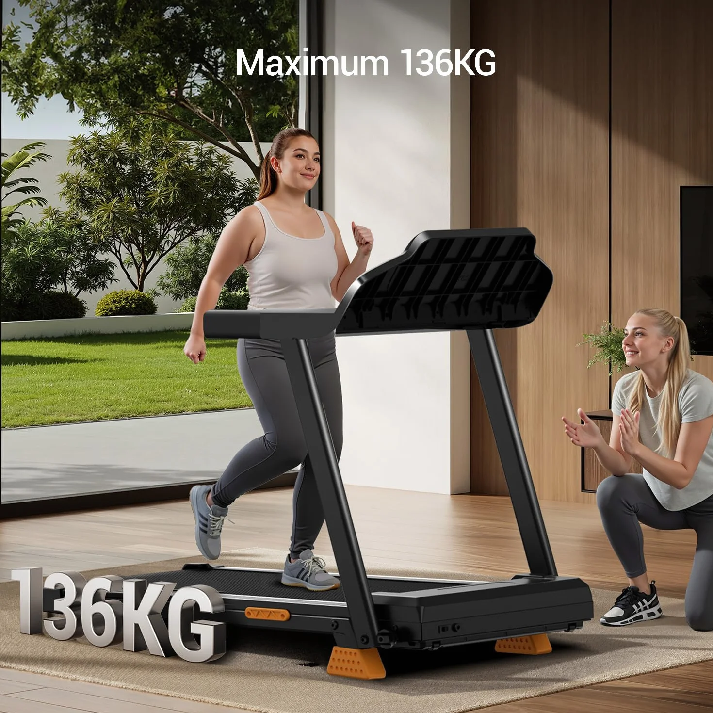 UMAY Tapis Roulant Salvaspazio con Inclinazione 15%, Tapis Roulant Elettrico 12KM/H, Tapirulan Pieghevole da Casa con Motore da 3.0 HP e Display LED, Carico Massimo 136KG