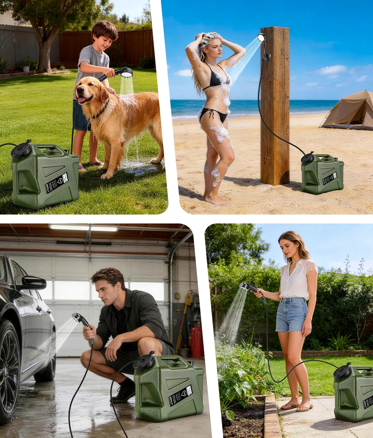 WADEO Doccia Portatile da Campeggio Aggiornata, [Pompa con Maniglia] [Serbatoio Acqua Stabile da 20L], Kit Doccia da Esterno Ricaricabile per Escursionismo, Festival, Cane, Camper