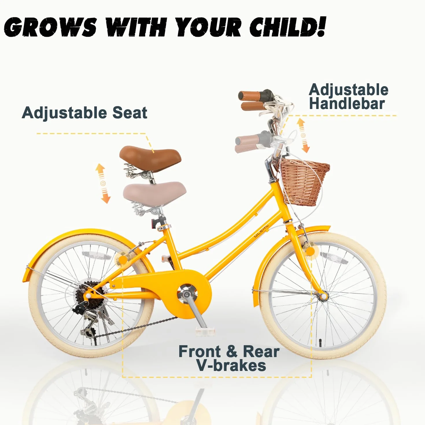 Glerc Missy 20" 24" 26" pollici Girl Cruiser 6 speed Hybrid city bike per bambini sopra i 6 anni con cestino in vimini leggero, vari colori