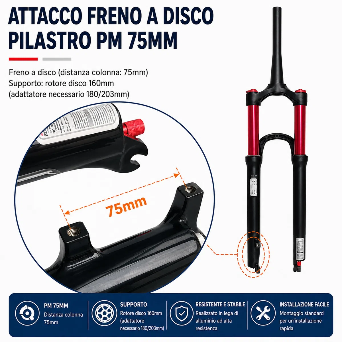 Aria Mountain Bike Forcella Anteriore MTB 26 27.5 29 Pollici 140mm Viaggio, 1-1/8" Leggero Freno a Disco Forcella Sospensione Bicicletta per 1.5-2.45" Pneumatici