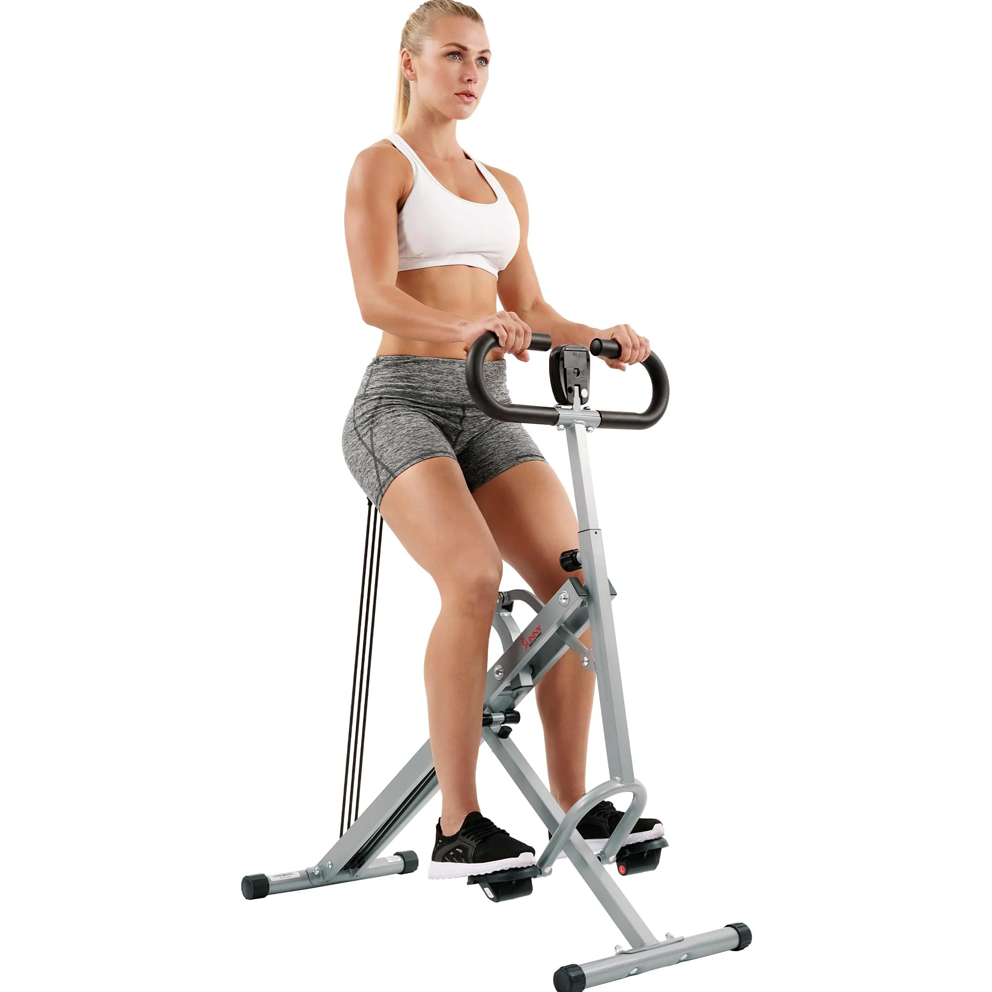 Sunny Health & Fitness Attrezzo per Allenamento con Squat Assist Row-N-Ride, Pieghevole e di Facile Montaggio con Resistenza Regolabile, Macchina per Allenamento in Casa per Braccia, Glutei e Gambe
