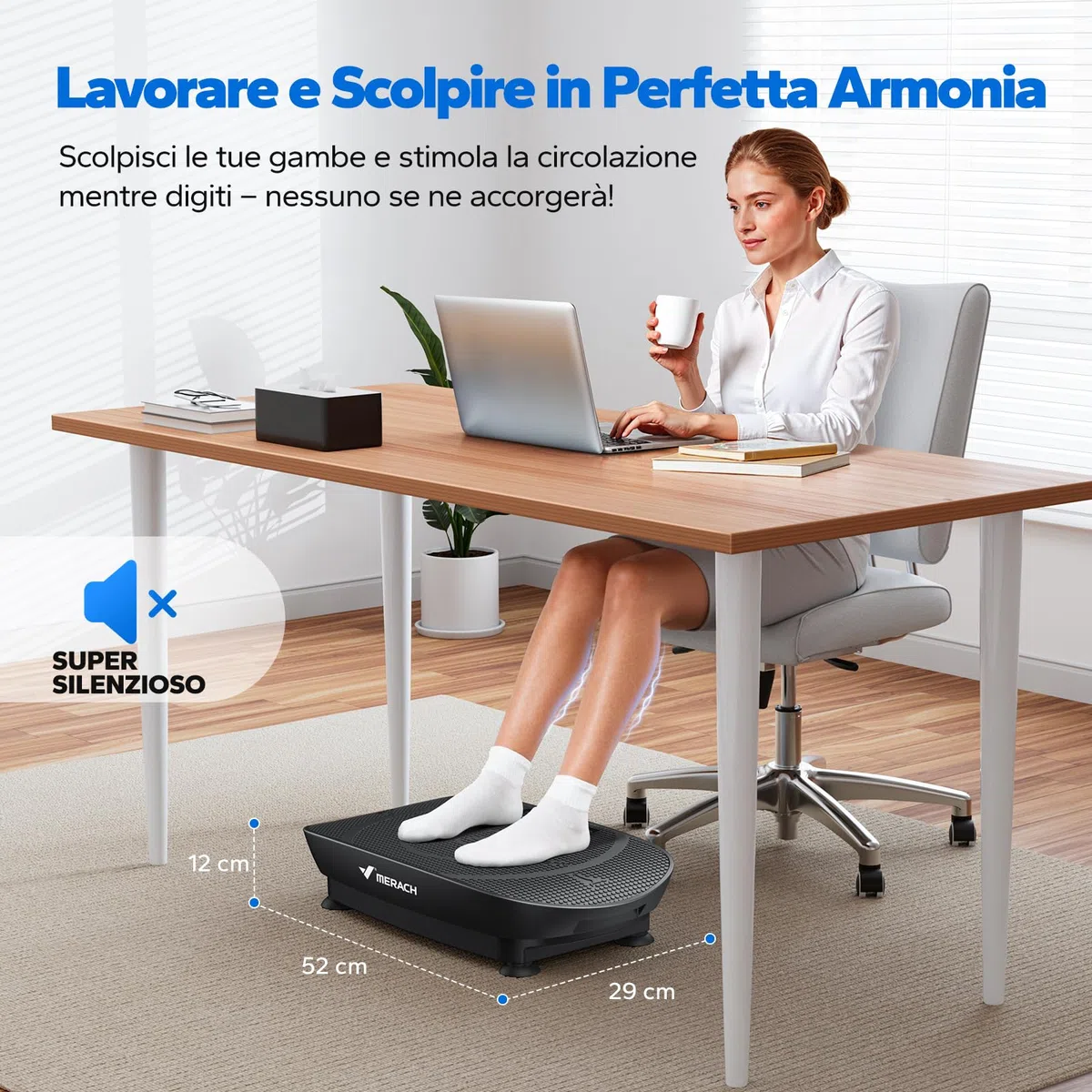 MERACH Pedana Vibrante Dimagrante, Pedana Vibrante Silenziosa e Compatta per Modellare il Corpo e Rilassarsi, Con Comodo Cuscinetto in Silicone, Display a LED e Telecomando