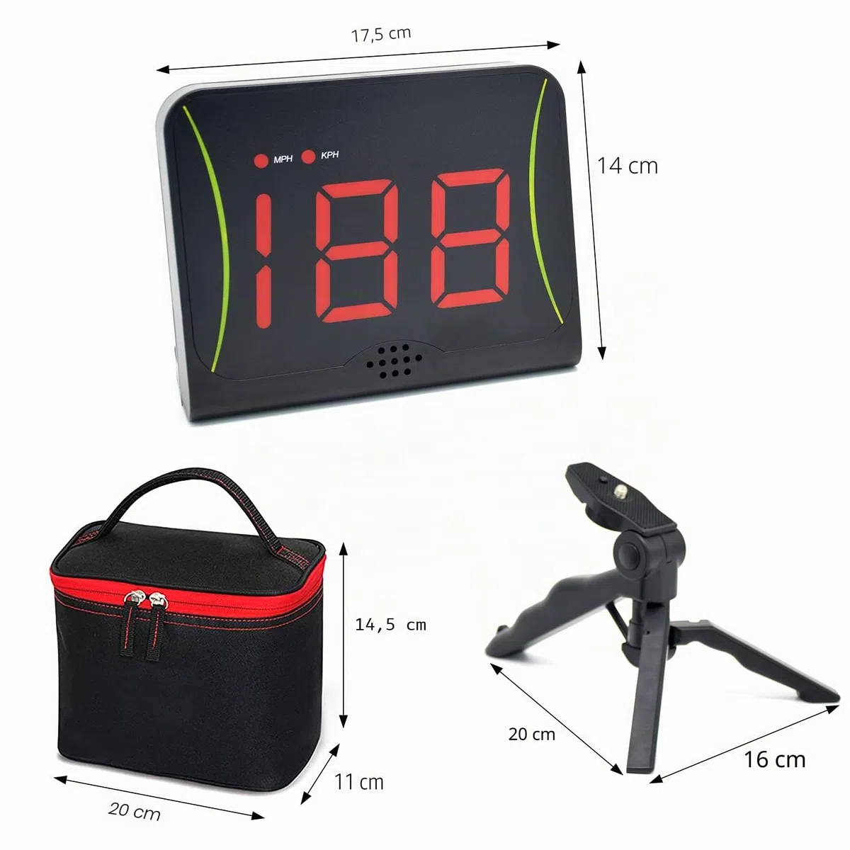 OYE Hockey Shot Puck e velocità della Palla con Display LED Rosso, Radar di velocità di tiro con misurazione mph e KPH, Radar autoportante per Lacrosse,Baseball, Hockey