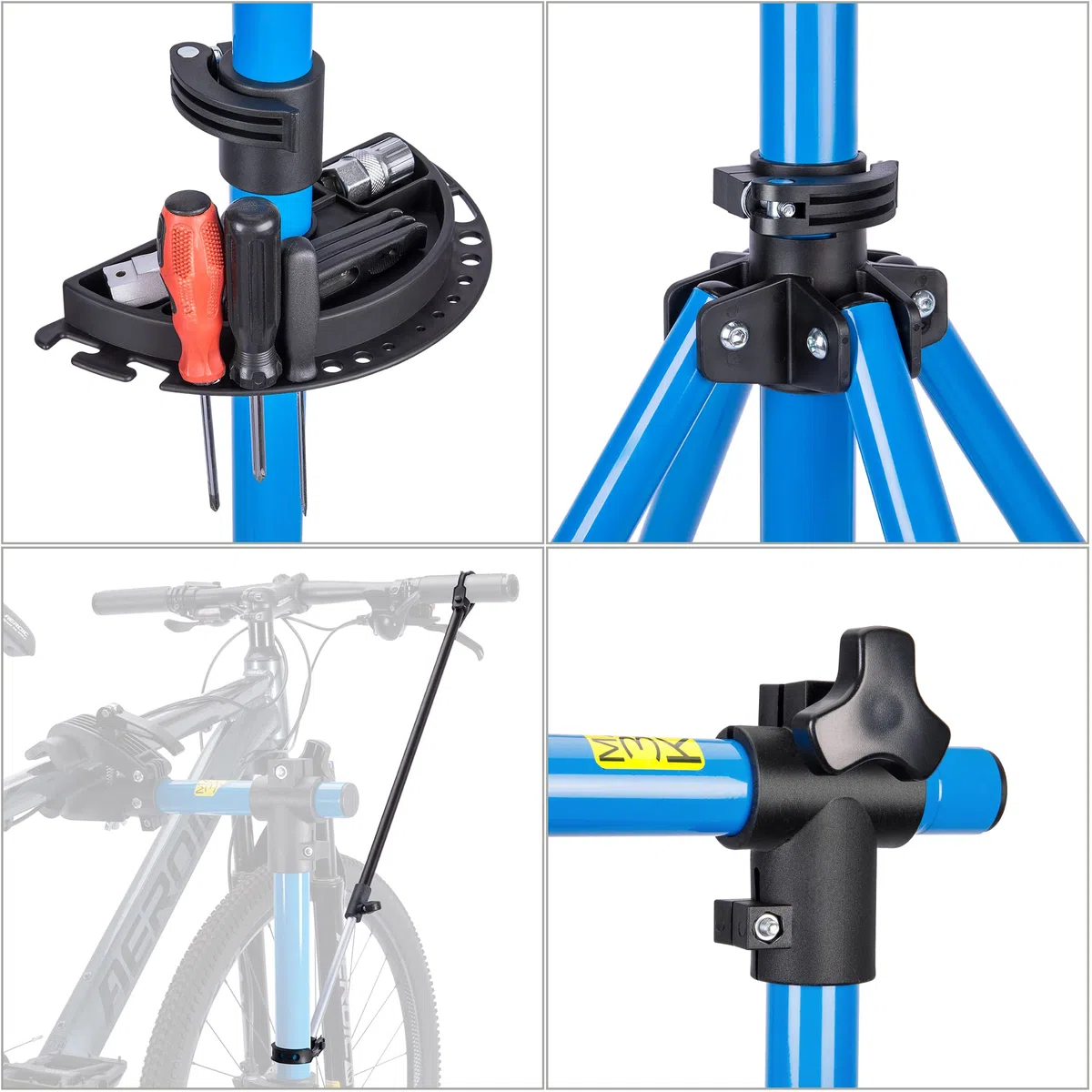 CXWXC Cavalletto di montaggio per bicicletta, professionale, con vassoio porta attrezzi e scomparto magnetico, girevole e pieghevole, carico massimo 30 kg