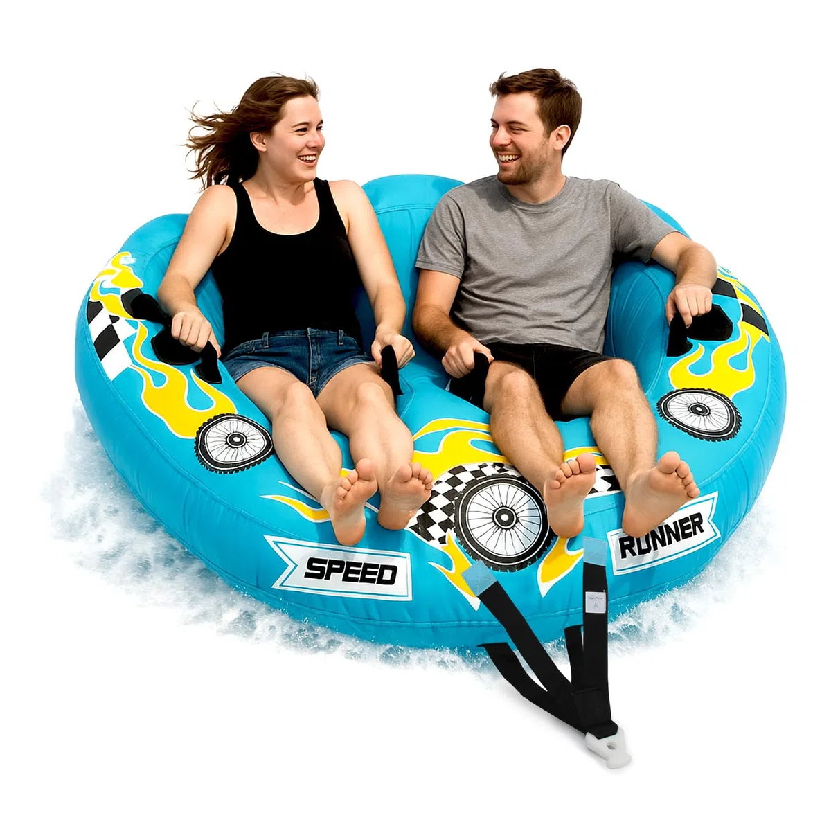 SereneLife Tubo Trainabile Gonfiabile per Sport Acquatici, Galleggiante Piscina per Due Persone, PVC, Imbottitura in Schiuma, Maniglie in Nylon