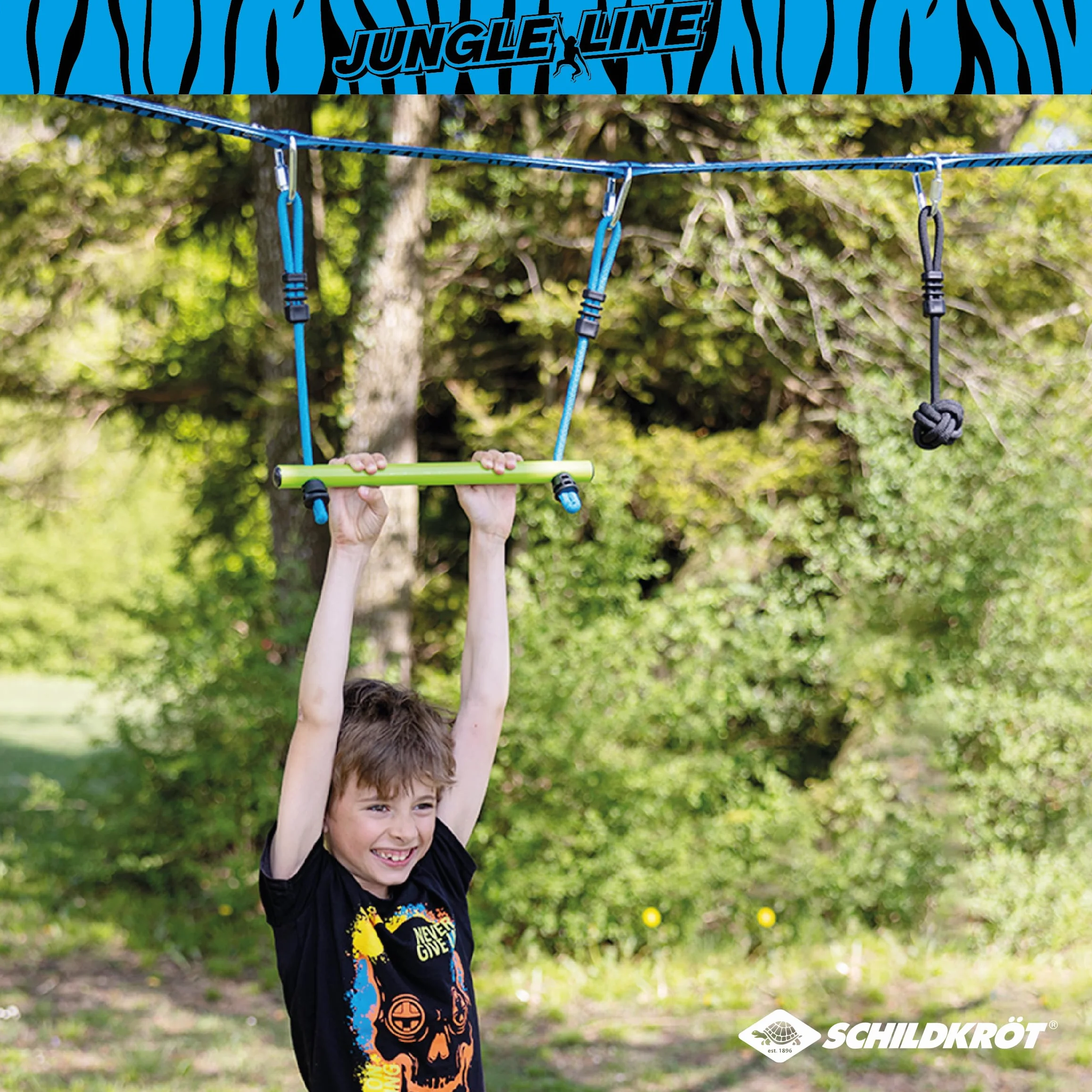 Schildkröt Jungle Line, Circuito di Arrampicata per Bambini e Adulti, 11 Metri, Percorso Ninja all'Aperto, 7 Ostacoli Robusti