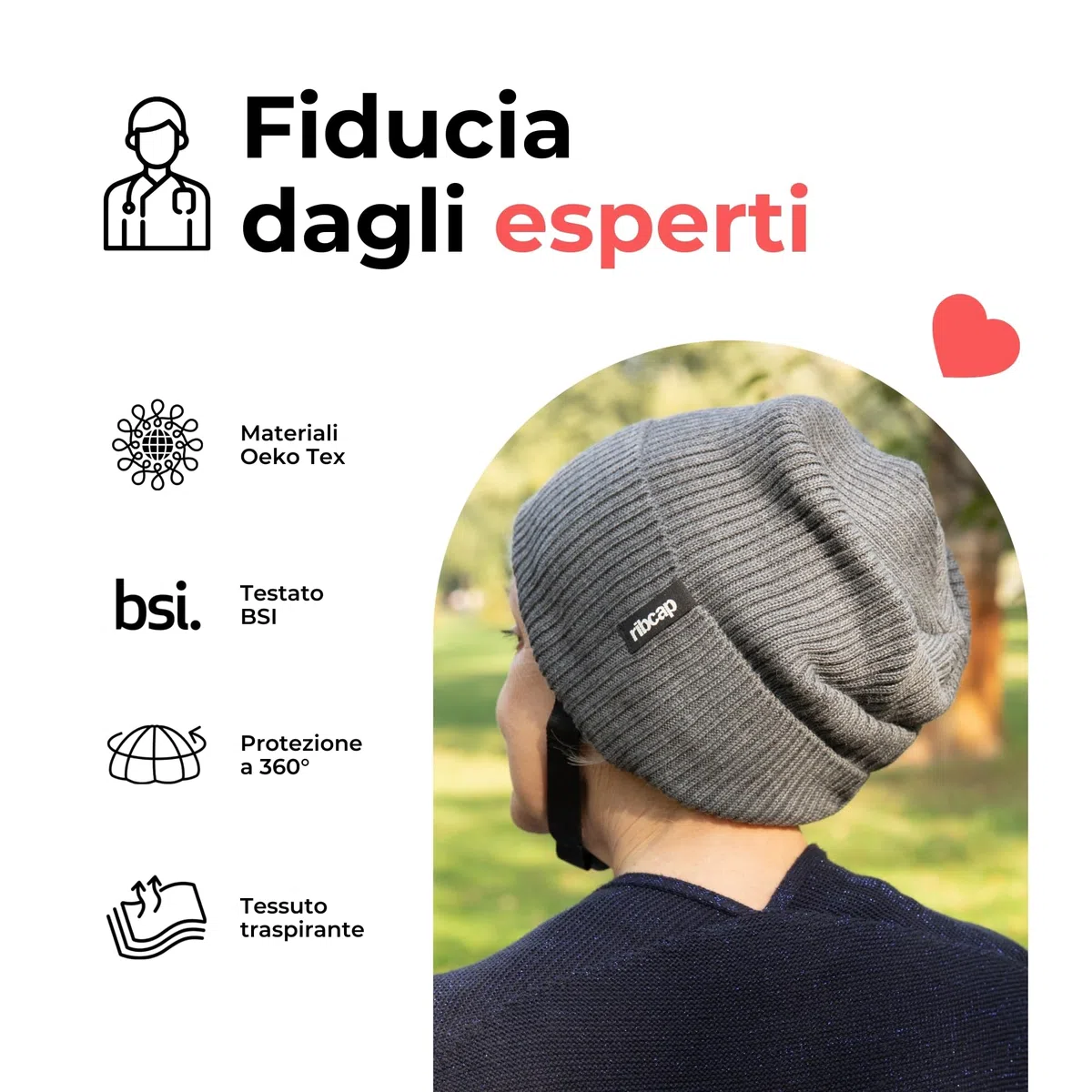 Ribcap Lenny Casco Protettivo di Grado Medico | Grigio | Casco Morbido per Epilessia | Casco Protettivo per Convulsioni