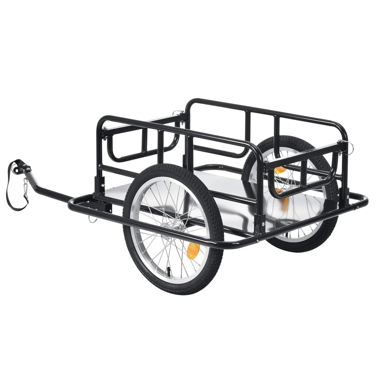 pro.tec Rimorchio Cargo per Bicicletta 130 x 72 x 49 cm Carrello Trasporto per Bici con Telaio in Acciaio Carico Max. 40 kg - Nero
