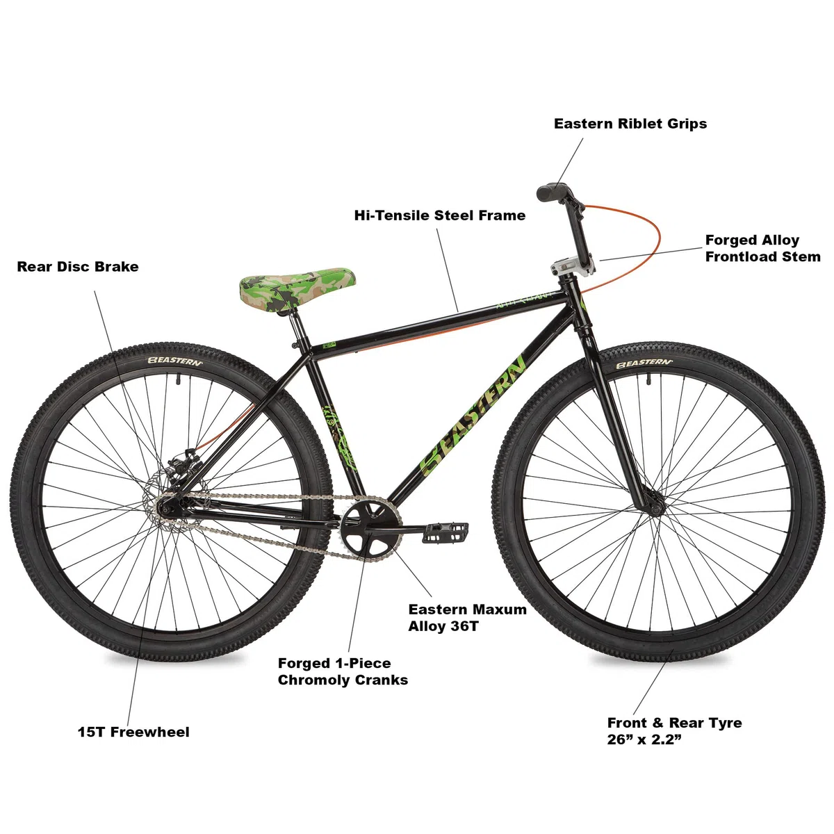 Eastern Bikes Growler, bicicletta da crociera da 26 pollici, telaio in acciaio ad alta resistenza