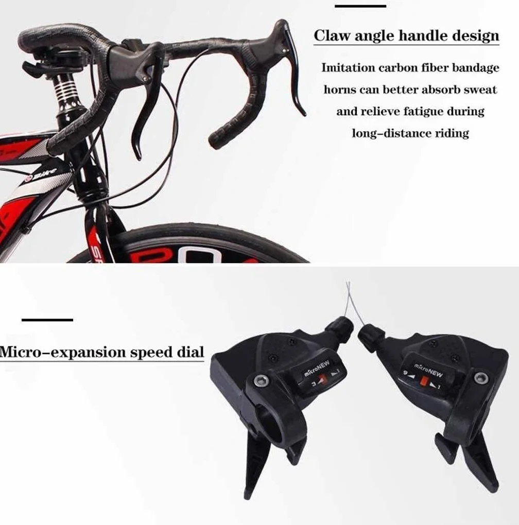 MU 26 Pollici Bicicletta Della Strada, 24 Velocità Bici, Doppio Freno a Disco, Acciaio Al Carbonio Telaio, Strada Di Corsa Della Bicicletta,Nero