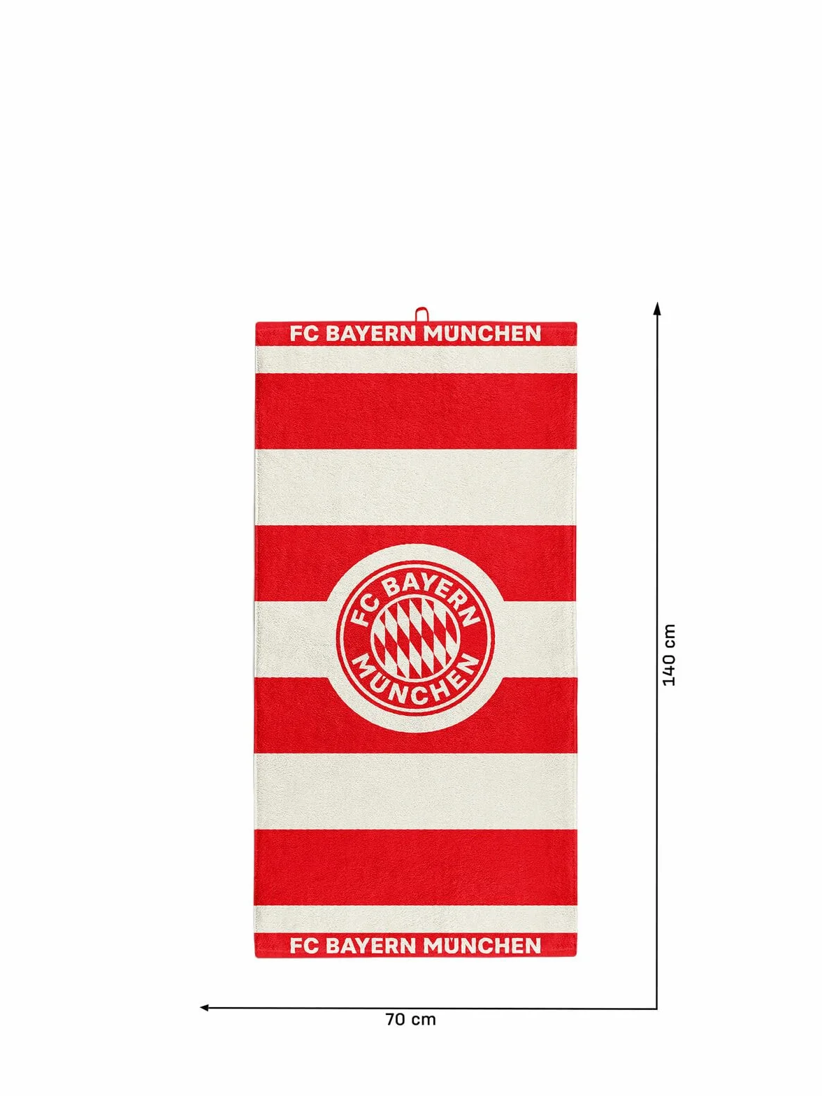 FC Bayern München Asciugamano da doccia, asciugamano da bagno, rosso, bianco, 140 x 70 cm