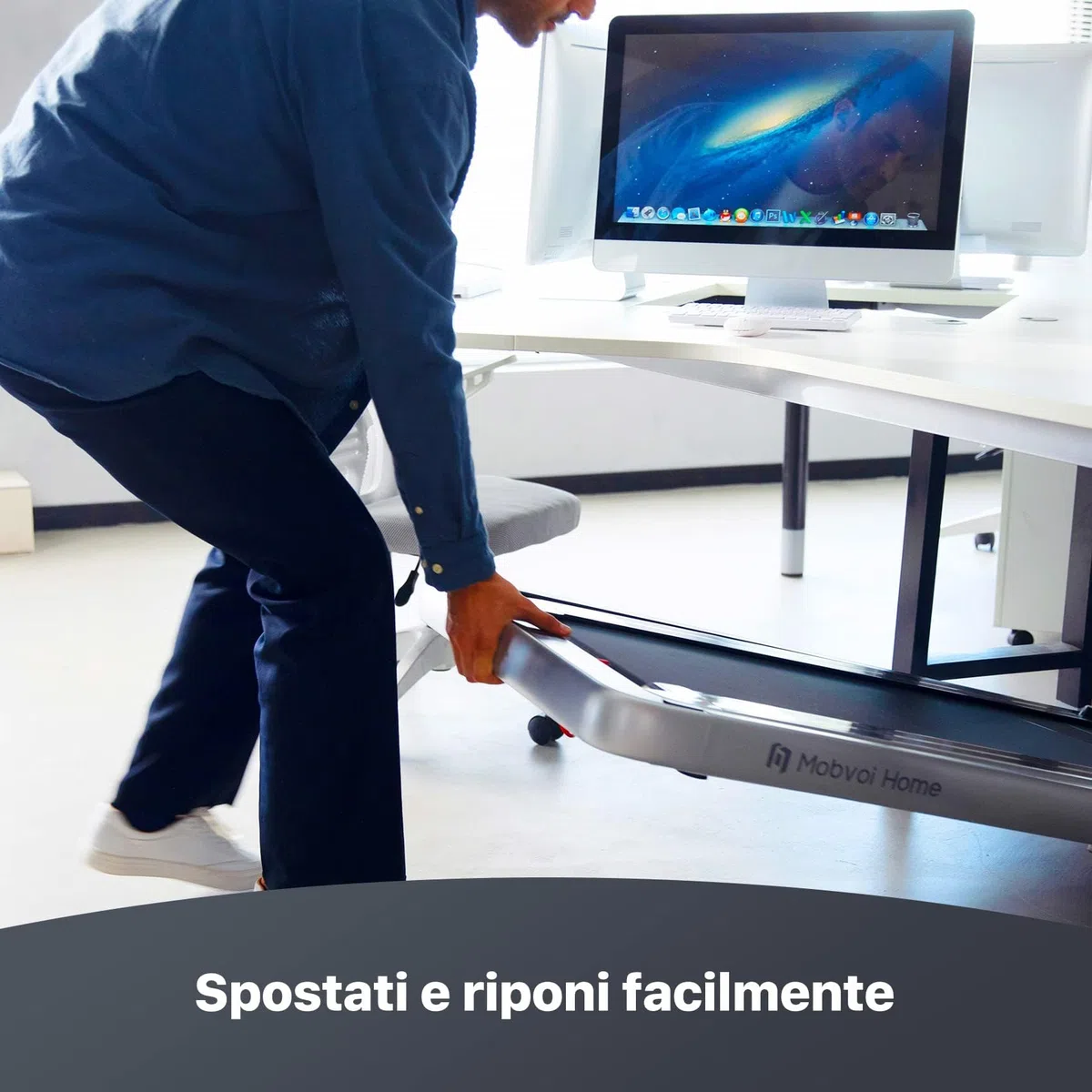 Mobvoi Home Tapis Roulant AI Intelligente 3 in 1 per casa e ufficio Supporto per Tapis Roulant per Tazza Telefono Laptop Ampia Area di Corsa Display a LED TicSports Zwift Kinomap APP 12km/h 120kg