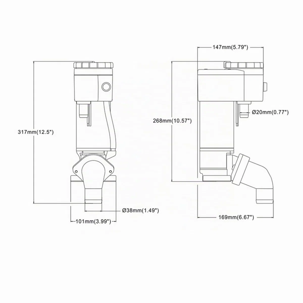 Seaflo Kit di conversione da manuale a WC marino elettrico, bianco (SFMTP1-02)