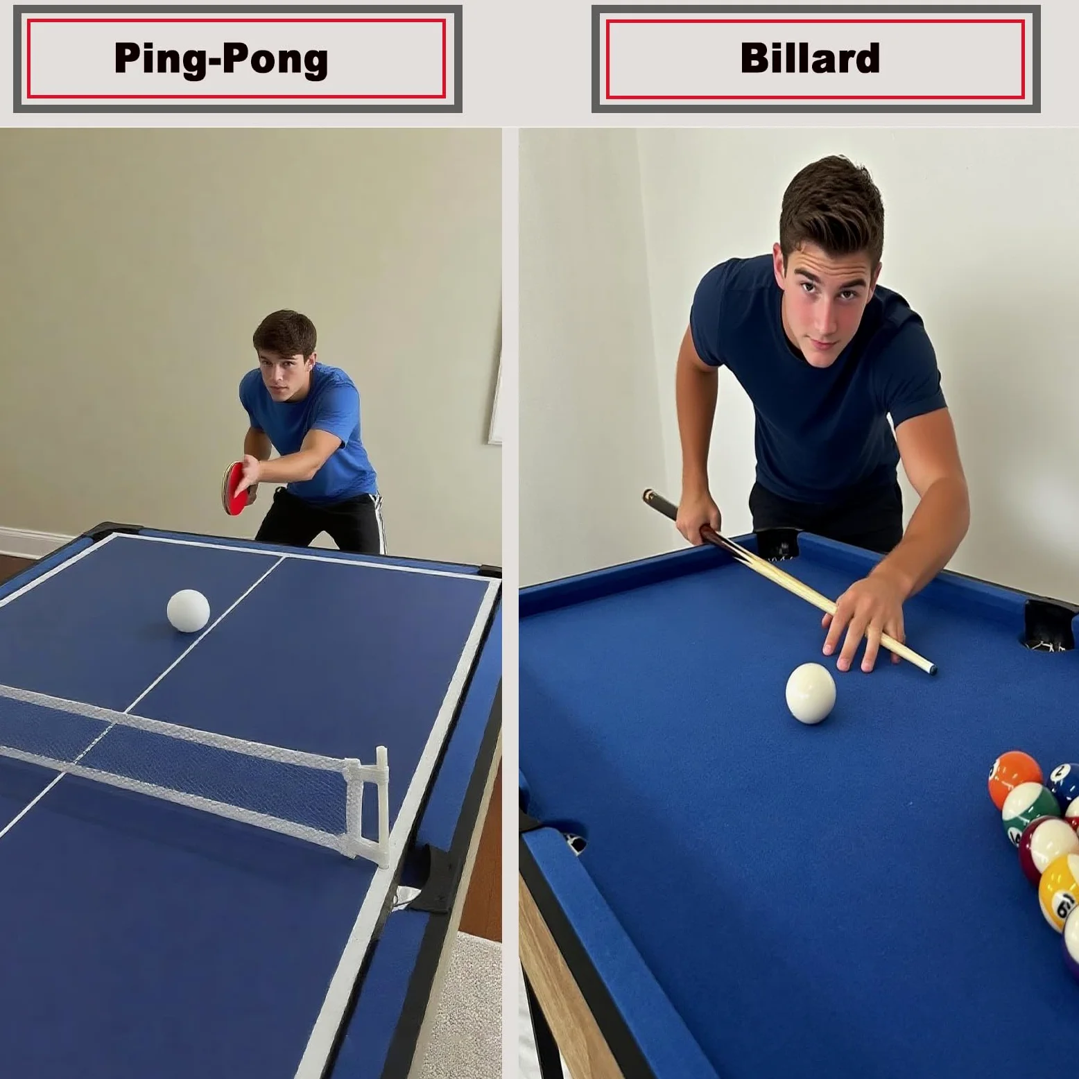 Tavolo Multigioco, Gioco Multifunzione 4 in 1 Tavolo da biliardo pieghevole, biliardo, hockey, ping pong, bowling, shuffleboard e tris con tutti gli accessori(1.2m)