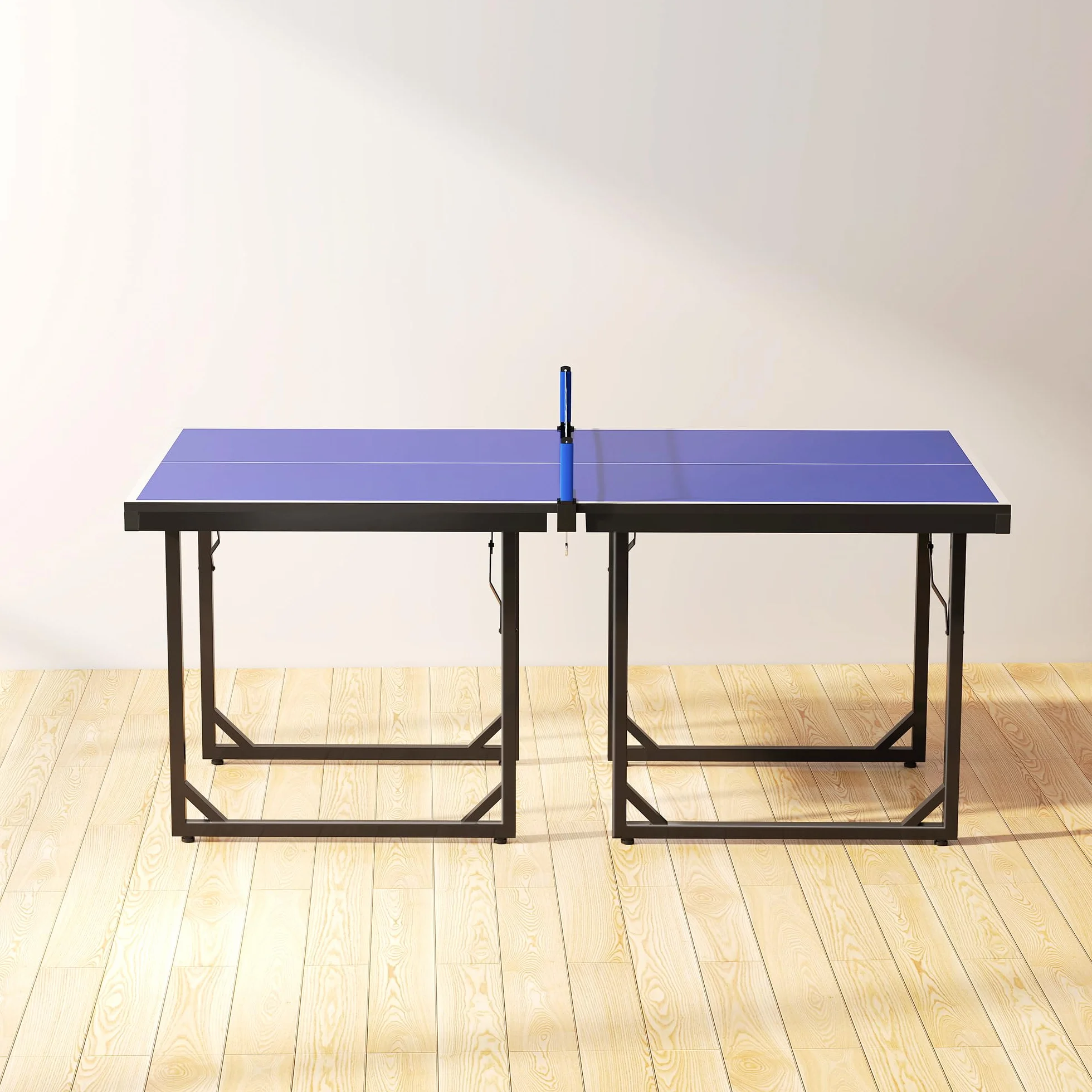 HOMCOM Tavolo da Ping Pong Pieghevole per Interni, Tavolo Ping Pong con Rete, Montaggio Non Richiesto, Blu e Viola