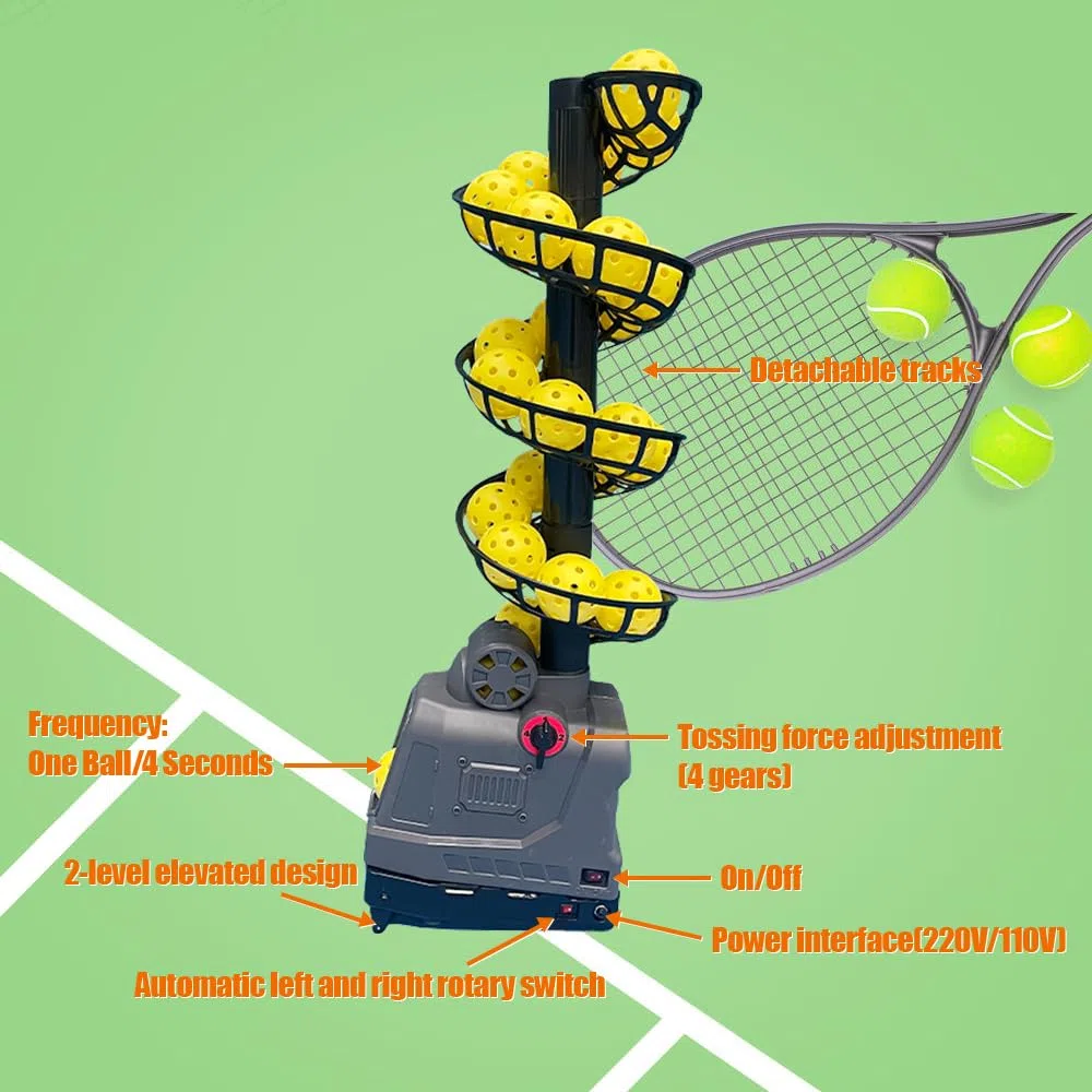 YUEWO Macchina da Pickleball Macchina da Tennis Regolabile & Portatile Pickleball Launcher con Oscillazione Automatica, 3 Angoli &4 velocità CA/Batterie capacità 26 Pickleballs