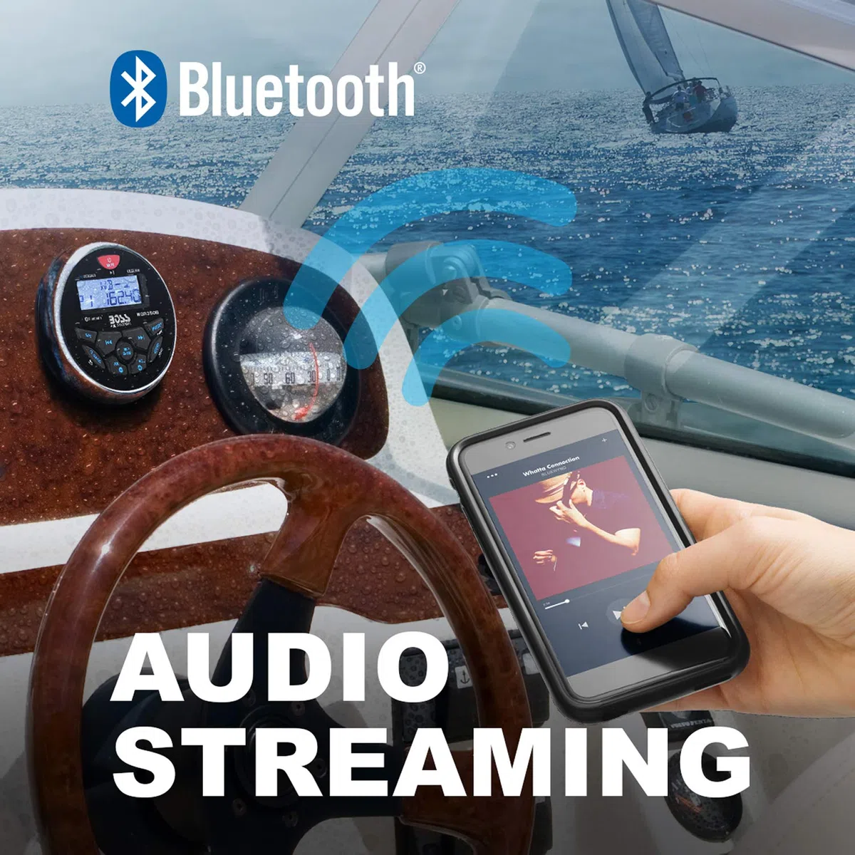 BOSS Audio Systems Ricevitore Stereo per misuratore per Barche Marine MGR350B - unità Principale Bluetooth, nessun Lettore CD Dvd, Amplificatore a 4 canali Integrato, Resistente alle intemperie, USB