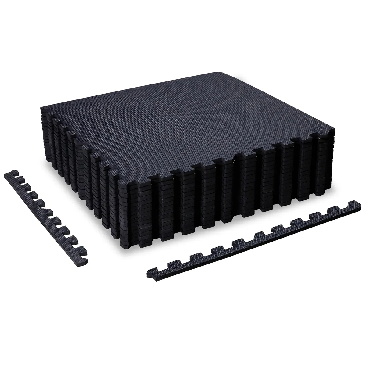 CCLIFE Tappeto Puzzle palestra tappeto a incastro pavimento gommato palestra tappeto da fitness tappeto antiurto,60x60 cm 16 pezzi nero - tessitura tela