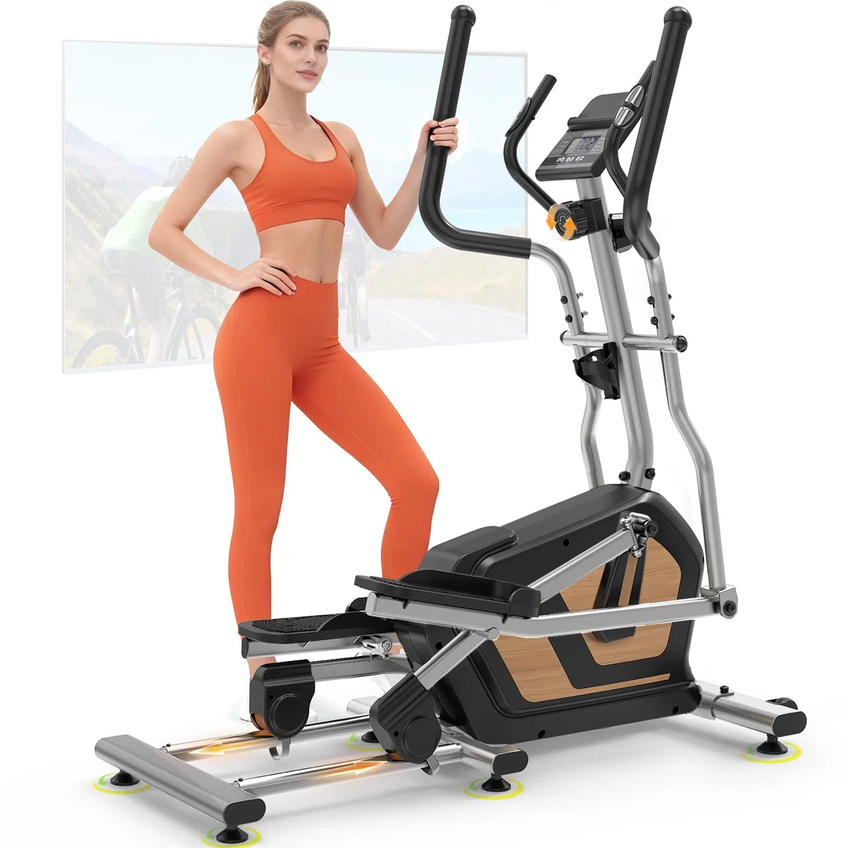 Neezee Ellittica per Casa, Ellittica Professionale con 16 Livelli di Resistenza Silenziosa, Monitor LCD con Bluetooth, Falcata da 17,7 Pollici, Recentemente Aggiornato Ellittiche, Supporta 330LBS
