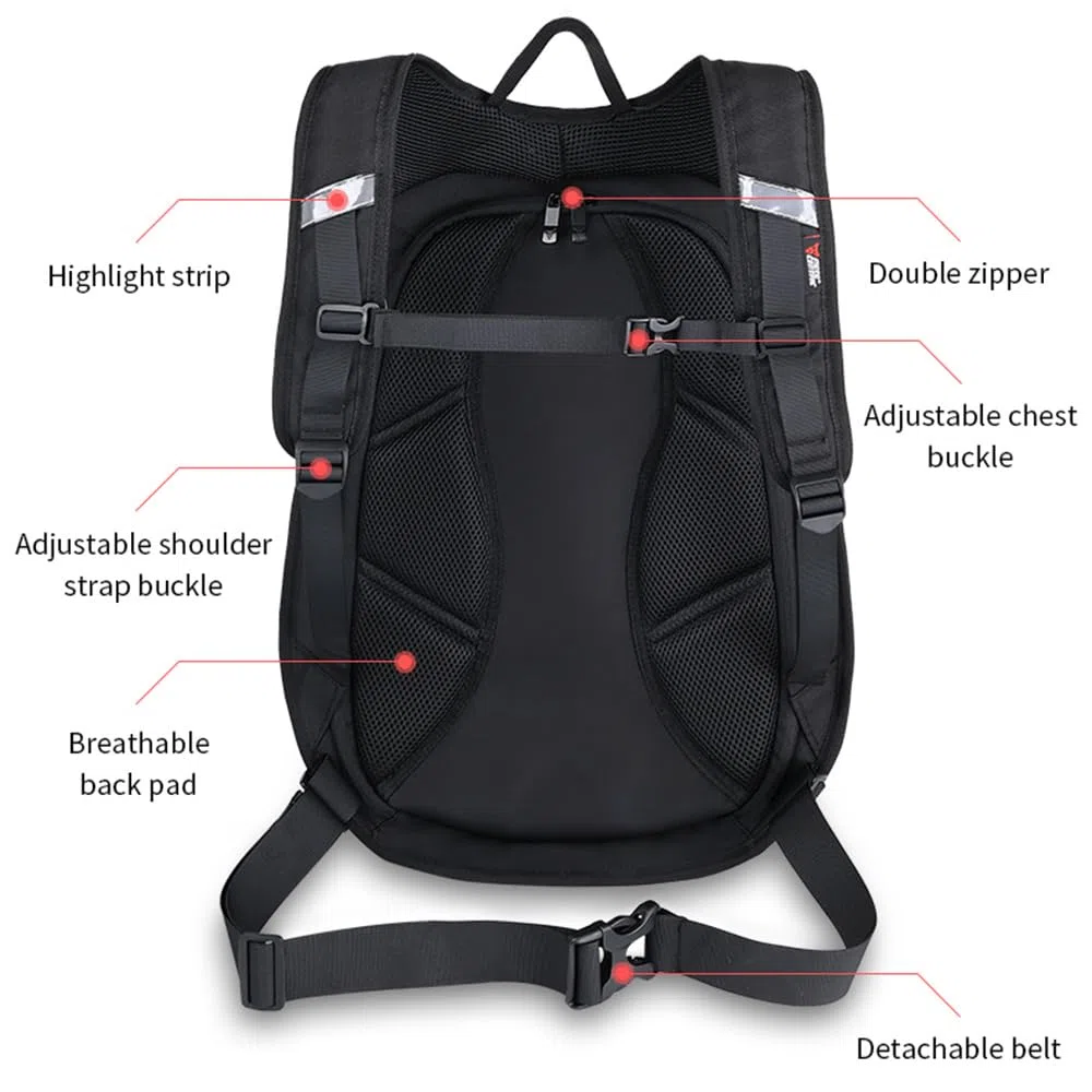 Zaino da motociclista impermeabile in fibra di carbonio zaino rigido riflettente moto viaggio valigia