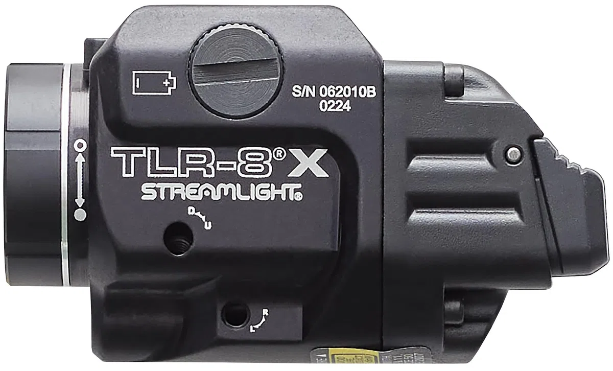 Streamlight 69414 TLR-8 x 500 lumen arma tattica con laser rosso integrato per pistole selezionate, incluse opzioni di interruttore posteriore, kit di montaggio e chiave, nero