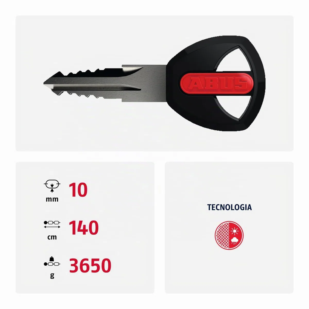 ABUS Lucchetto a catena Ivy Chain 9210 - lucchetto per bicicletta in acciaio temprato - catena spessa 10 mm - livello di sicurezza 13