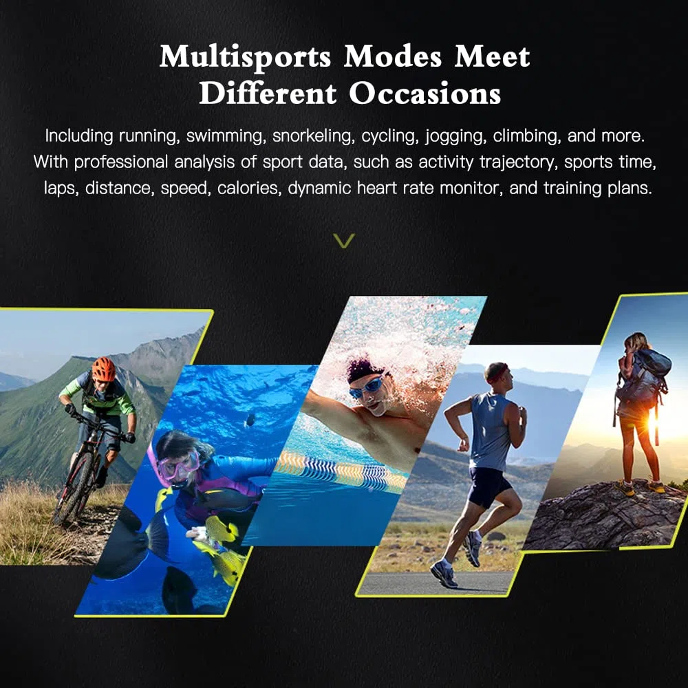 HUIOP Orologio Sportivo, Orologio Sportivo GPS Fitness Orologio da Polso con cardiofrequenzimetro Resistente all'Acqua 100M per Corsa Nuoto Ciclismo Arrampicata