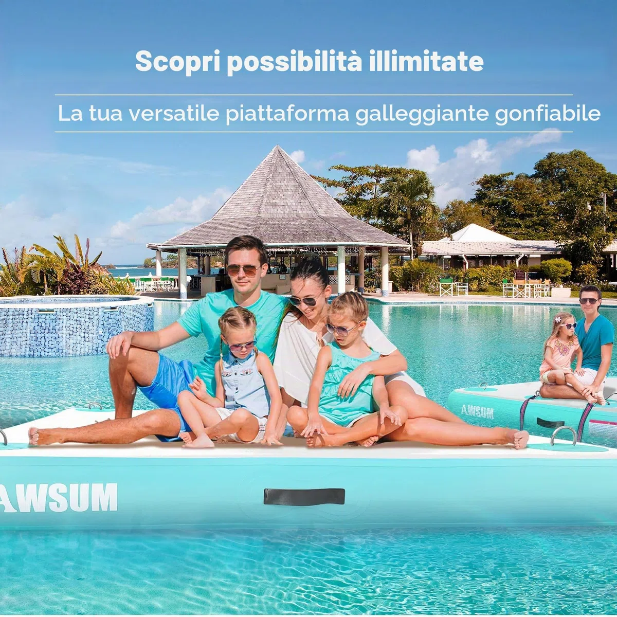 AWSUM Piattaforma gonfiabile per il nuoto Air Dock Piattaforma galleggiante Dock galleggiante Dock gonfiabile per lago, piscina, spiaggia, oceano