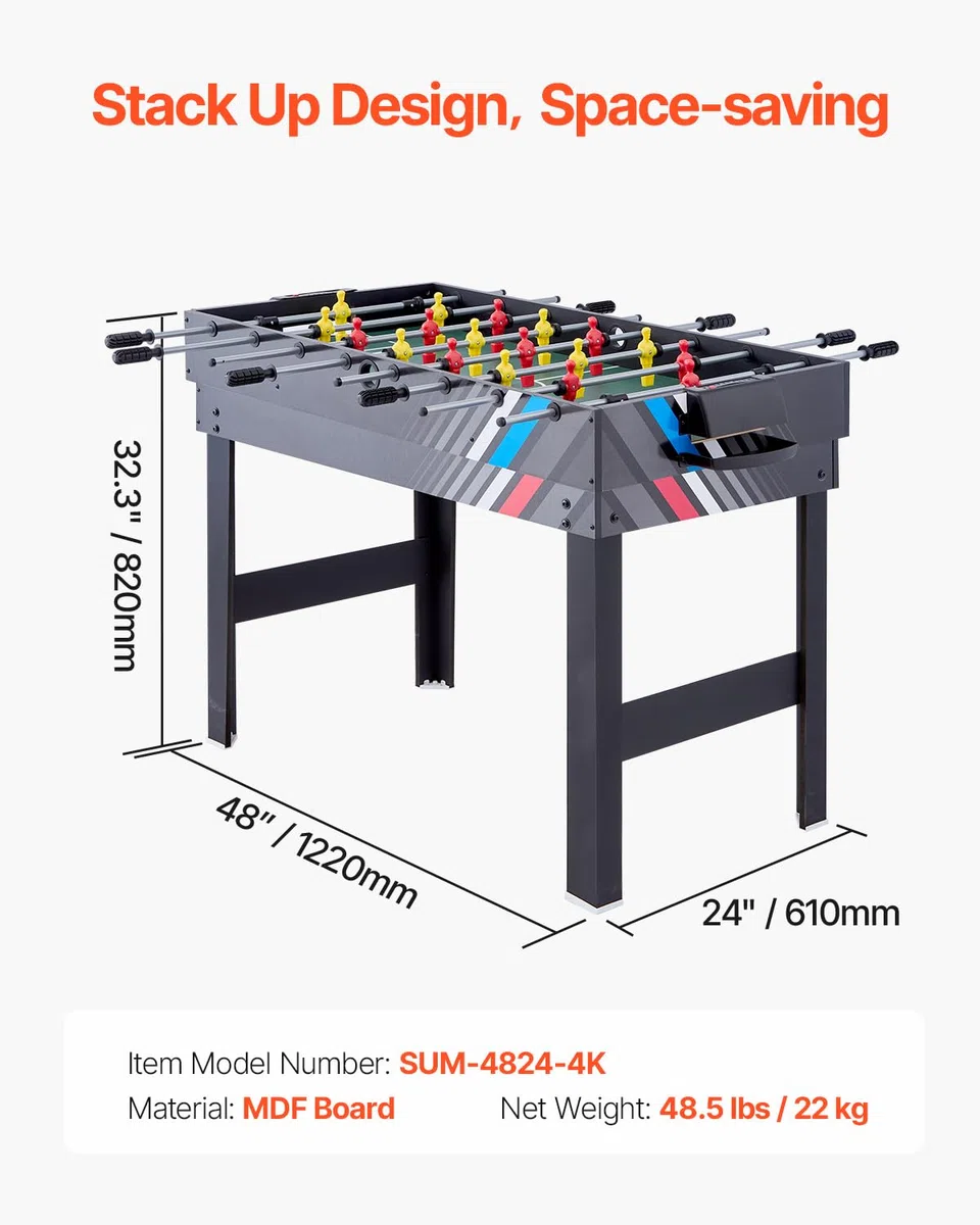 VEVOR Set Combo Tavolo da Gioco, 121,9 cm Aria Hockey Tavolo, Multi Combinazione Tavolo con Aria Hockey Pool Billiard Ping Pong, per Famiglia Sala Giochi Ufficio con Accessori Abbondanti
