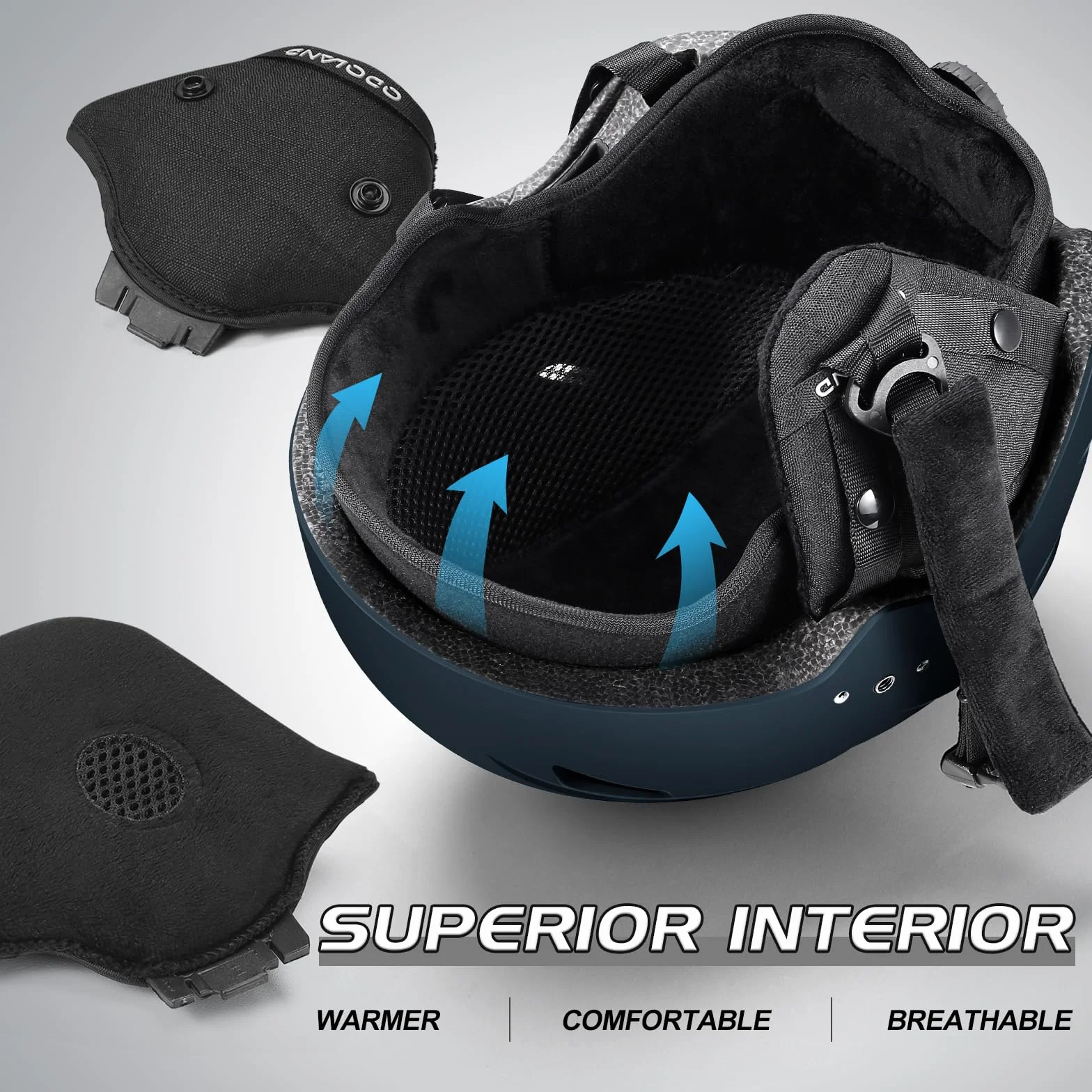Odoland Casco da Sci Integrale con Visiera, Casco Sportivo per Uomo e Donne, Casco da Snowboard con Maschera UV 400 Proteczione e Antivento, Casco per Sport Invernali