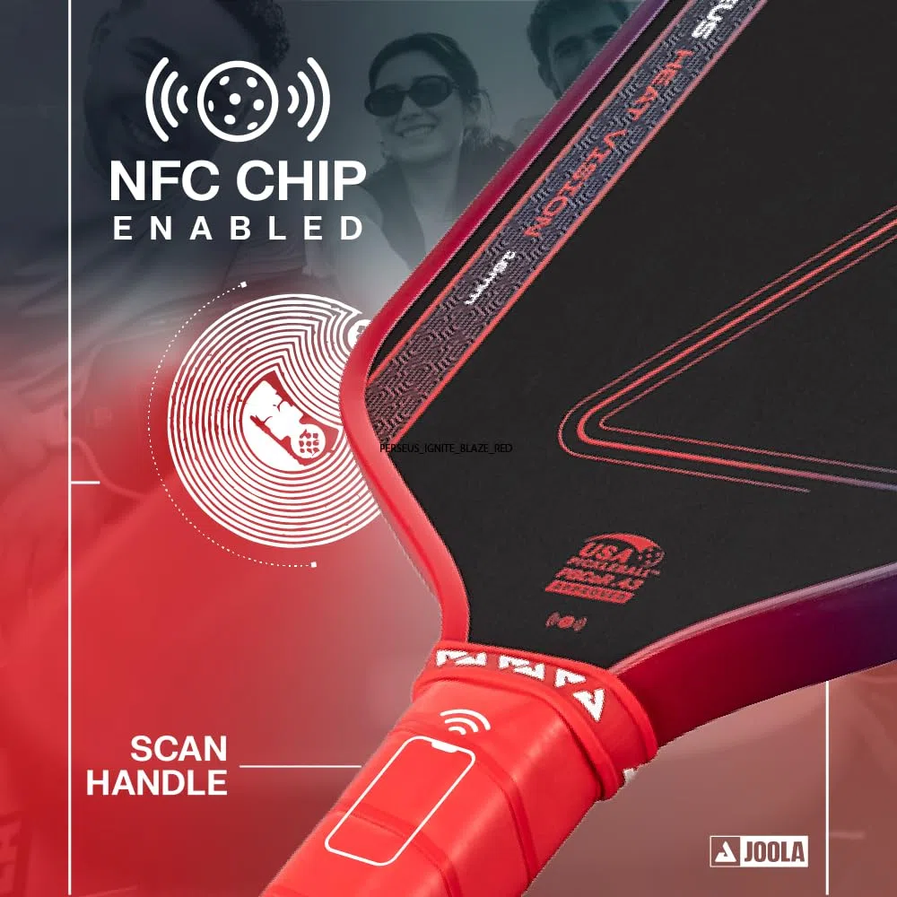 JOOLA Heat Vision - Pagaia per pickleball, 16 mm, superficie ruvida in fibra di carbonio per rotazione, pellicola SK per vibrazioni ridotte, approvata USAP, chip NFC abilitato