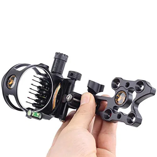 ACEXIER 7 Pins Compound Bow Sight 0,019 Mirino retinico in Fibra Ottica 16 cm CNC Alluminio Regolazione Verticale Verticale Tiro con Arco
