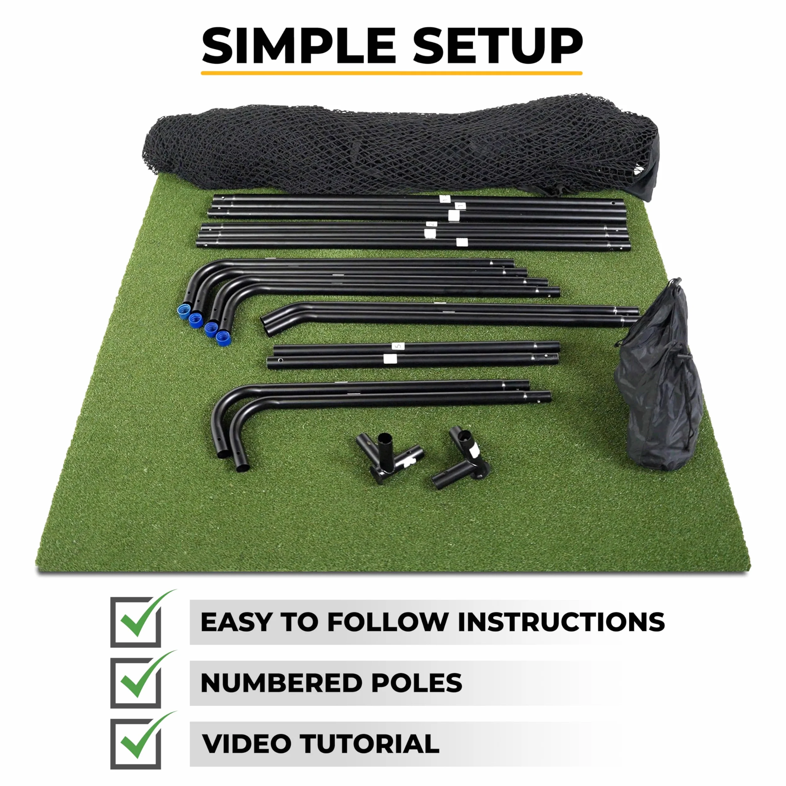 SimSpace Unisex Erwachsene Tri Turf Multifunktionale Golfschlagmatte zum Fahren und Chippen Üben - Grün, 64 cm x 40 cm